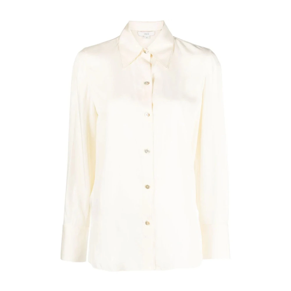 Vince Elegante Beige Zijde Viscose Blouse Beige Dames