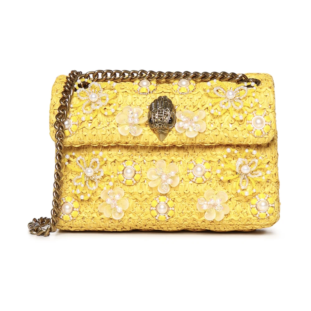 Kurt Geiger Women's Yellow Cross Body Bags, One Size, Raffia Mini Kensington
