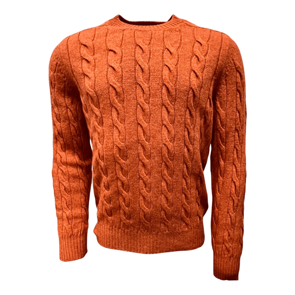 Gran Sasso Uomo Arancione Maglione A Trecce