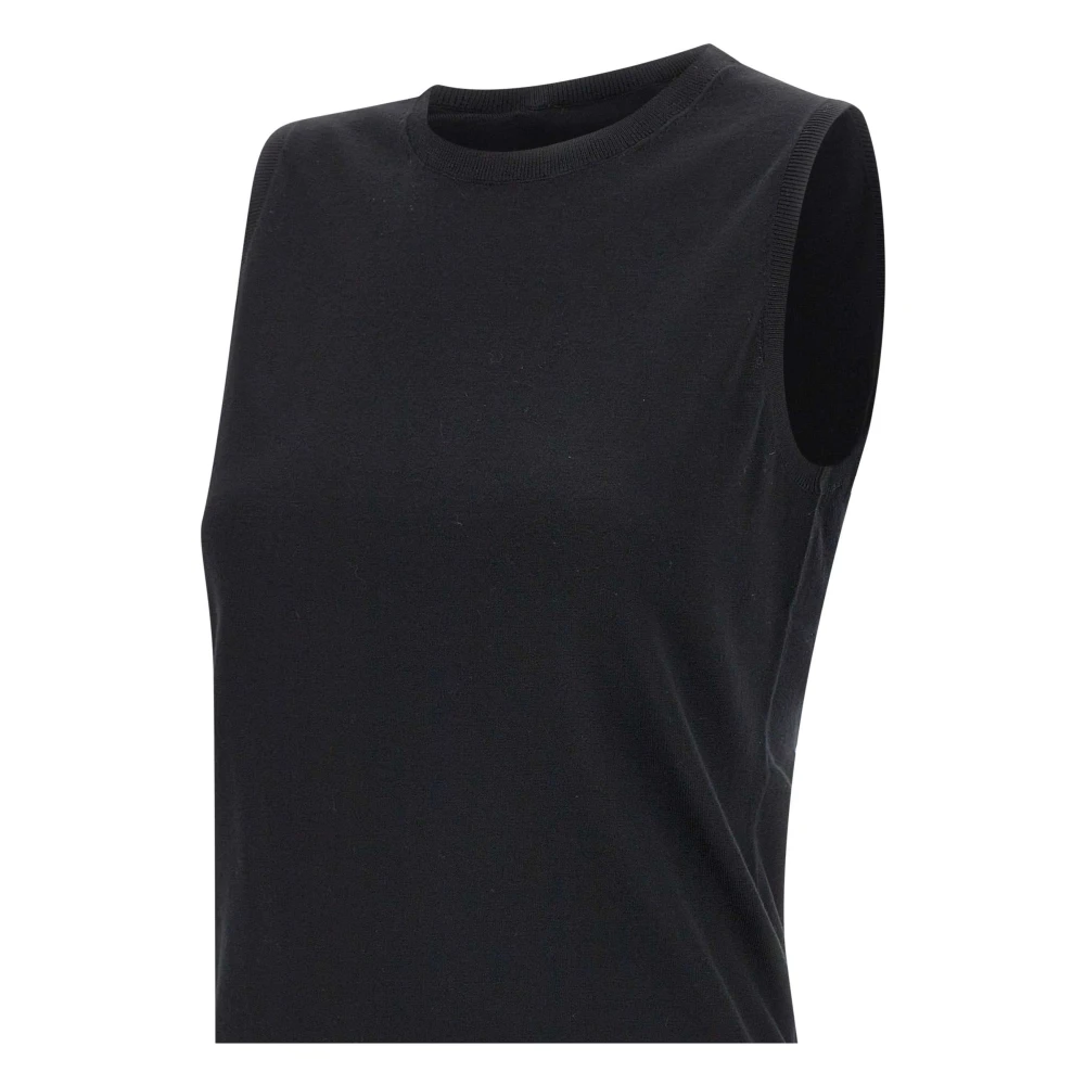 Theory Zwarte Wollen Mouwloze Top Black Dames