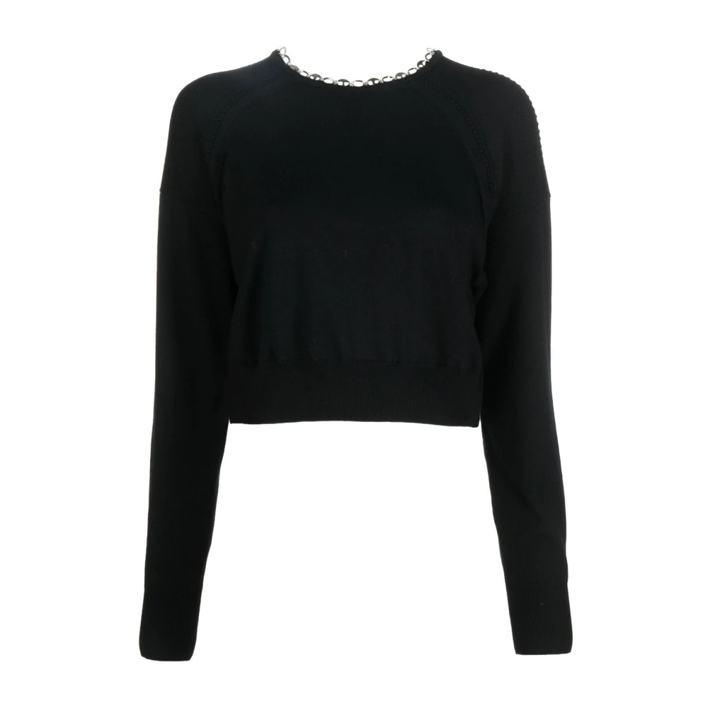 Rabanne Vrouw Zwart Truien & Vesten Dames, S, Wol, Rondgebreide Trui