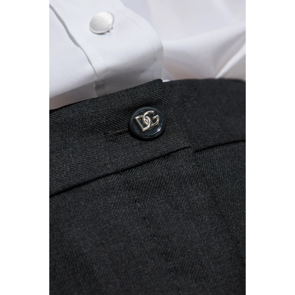Dolce & Gabbana Wollen broek met vouwen Gray Dames