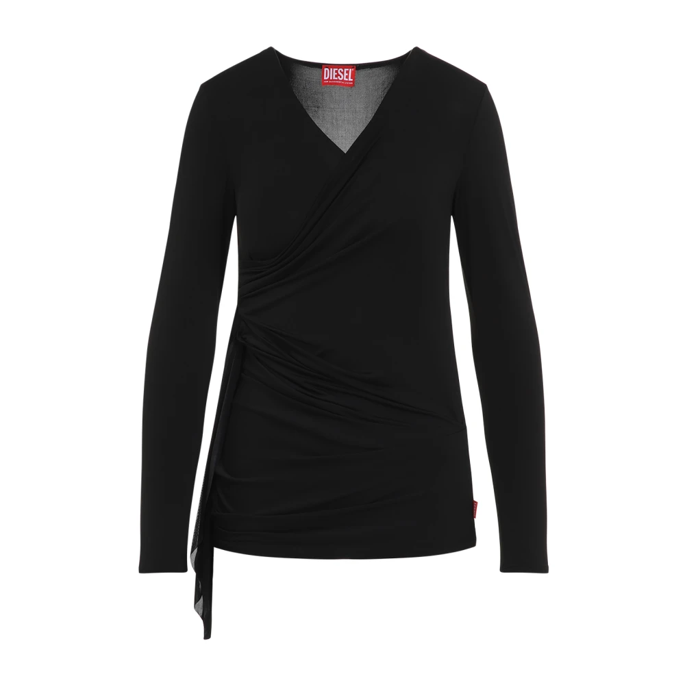Diesel Kruislings effen top Black Dames