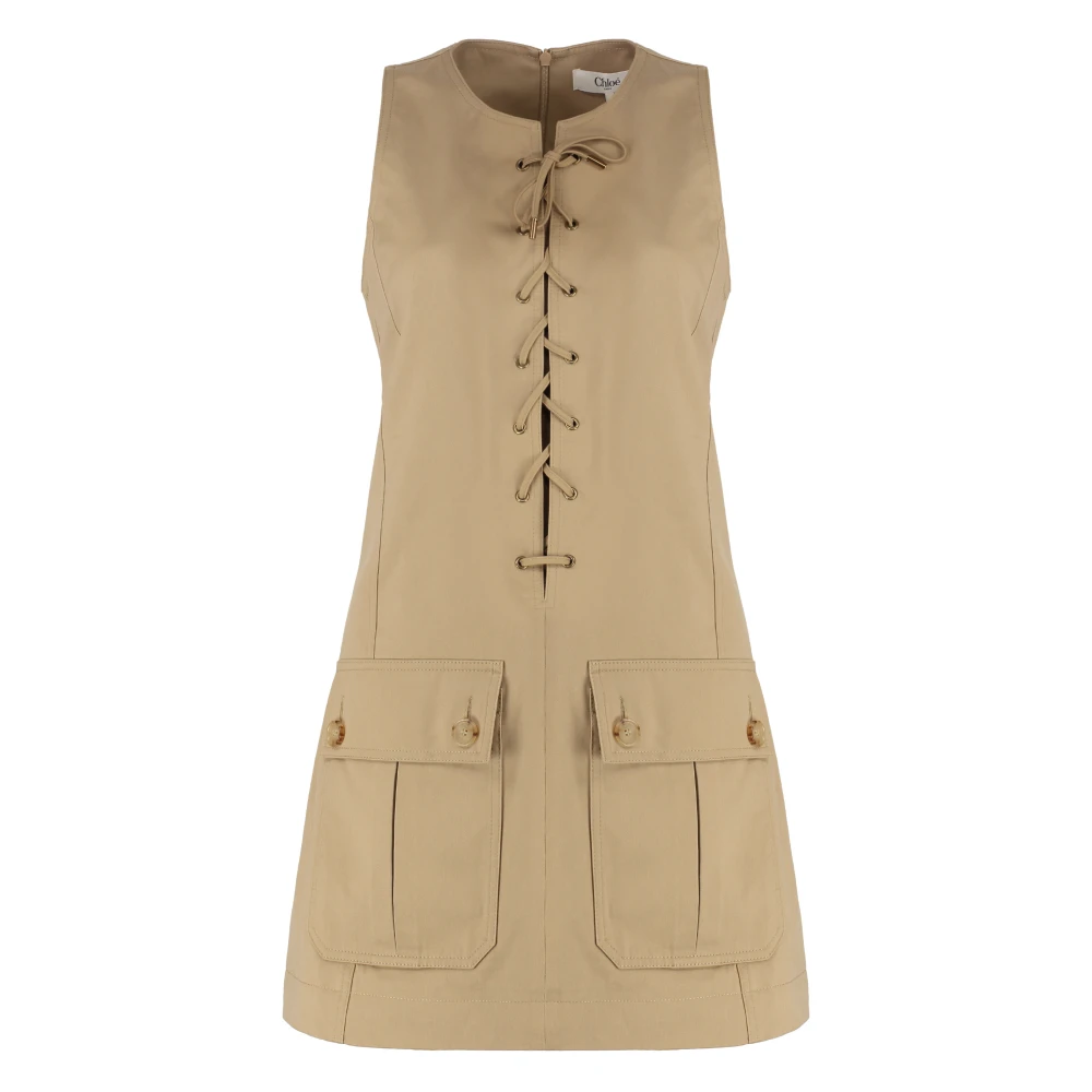 Chloé Women's Brown Cotton Satin Dress - Short Dresses - S - Dresses