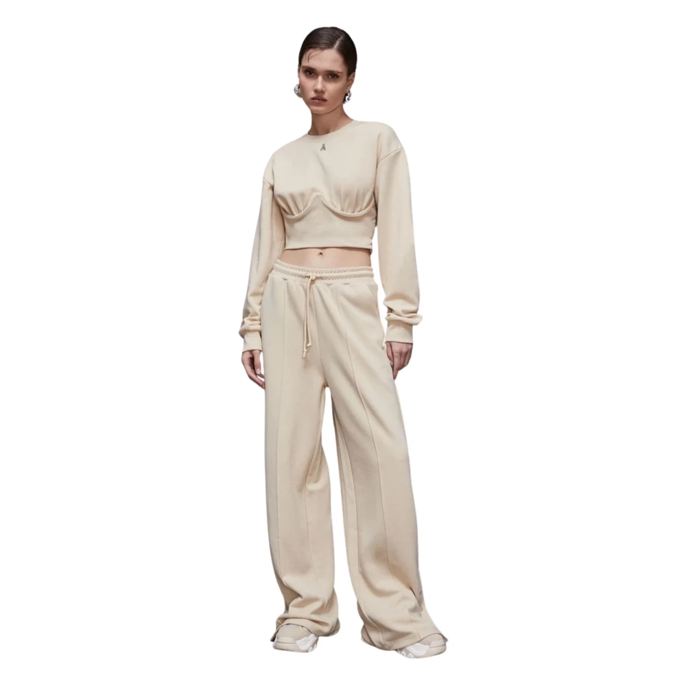 PATRIZIA PEPE Beige Cropped Katoenen Trui Beige Dames
