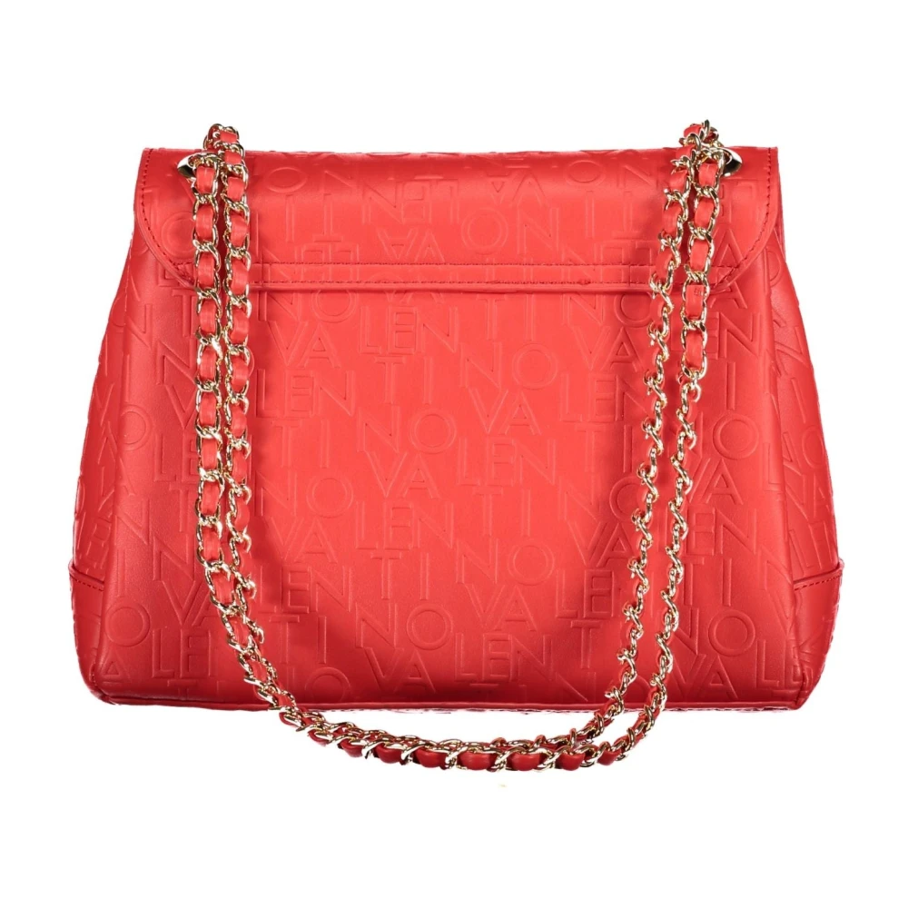 Valentino by Mario Valentino Rode Schoudertas met Ketting Rits en Knoopsluiting Red Dames