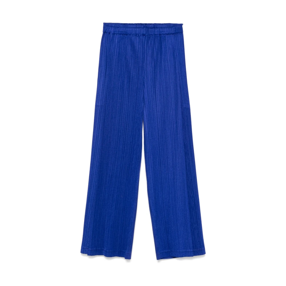 Issey Miyake Koningsblauwe Geplooide Elastische Taillebroek Blue Dames