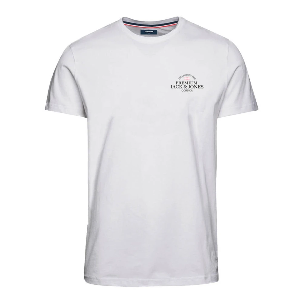 Jack & jones Basis Logo Print Korte Mouw T-Shirt White Heren