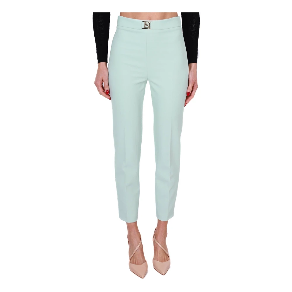 Elisabetta Franchi Groene Sigarettenbroek in Crêpe Green Dames