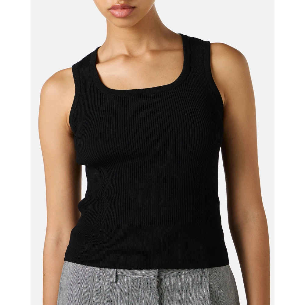 Iceberg Kleine zwarte geribbelde hemdje Black Dames