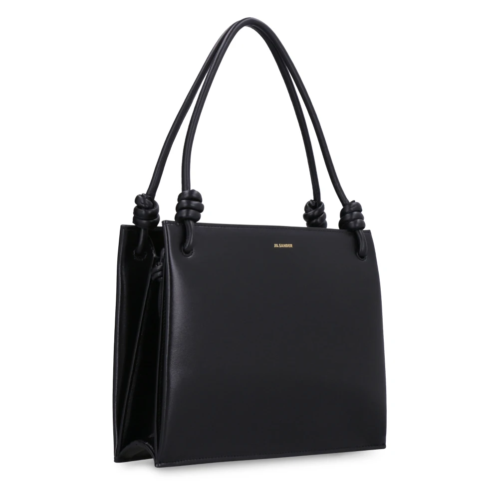 Jil Sander Kalfsleren Handtas met Twee Handvatten Black Dames