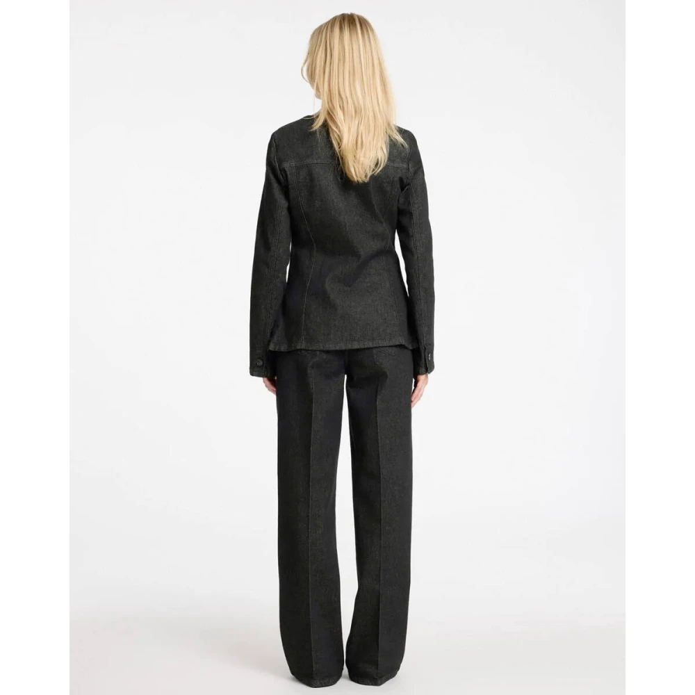 Selected Femme Denim Blazer Slfcora U-Neck Fitted Black Dames