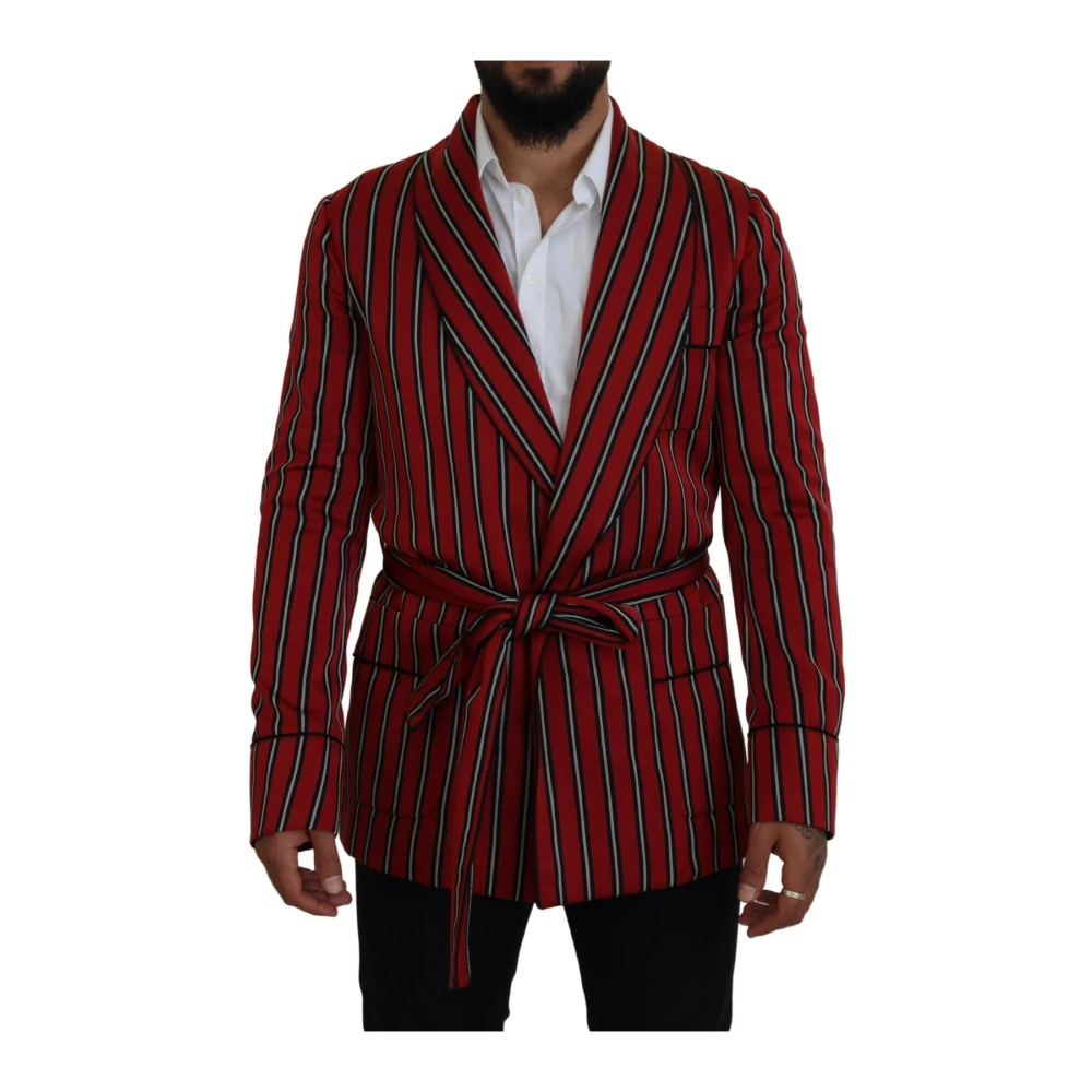 Dolce & Gabbana Men's Red Striped Robe Blazer