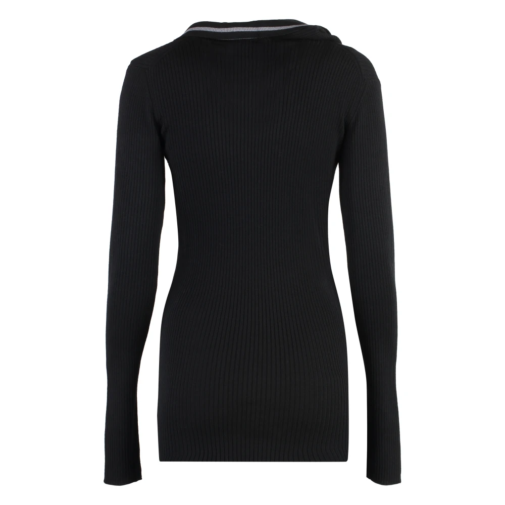 Y Project Merino Wol Gebreide Jurk met Halve Rits Black Dames