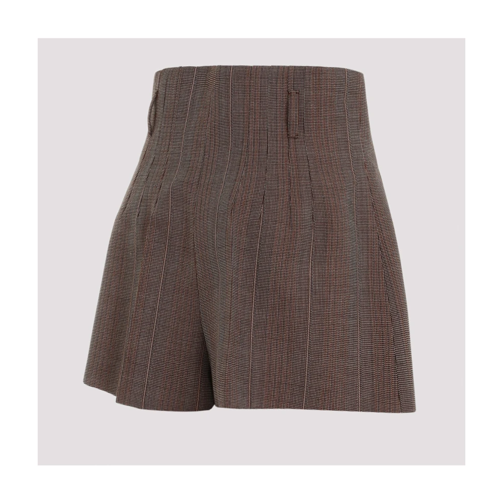 Prada Bruine Wol Hoge Taille Shorts Brown Dames