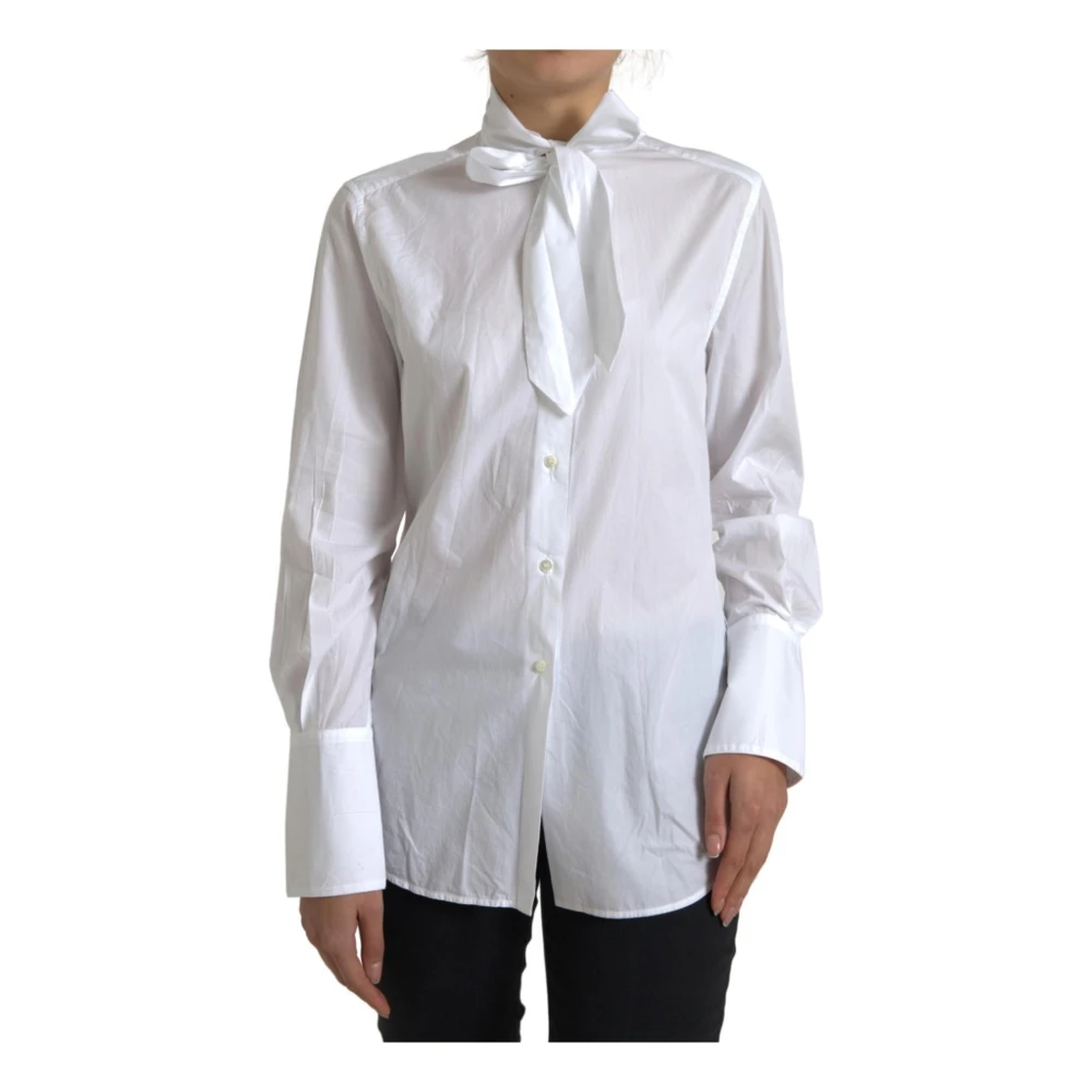 Dolce & Gabbana Femme Blanc Blouses Et Chemises, Taille: 34 Fr Chemise He En Coton À Col