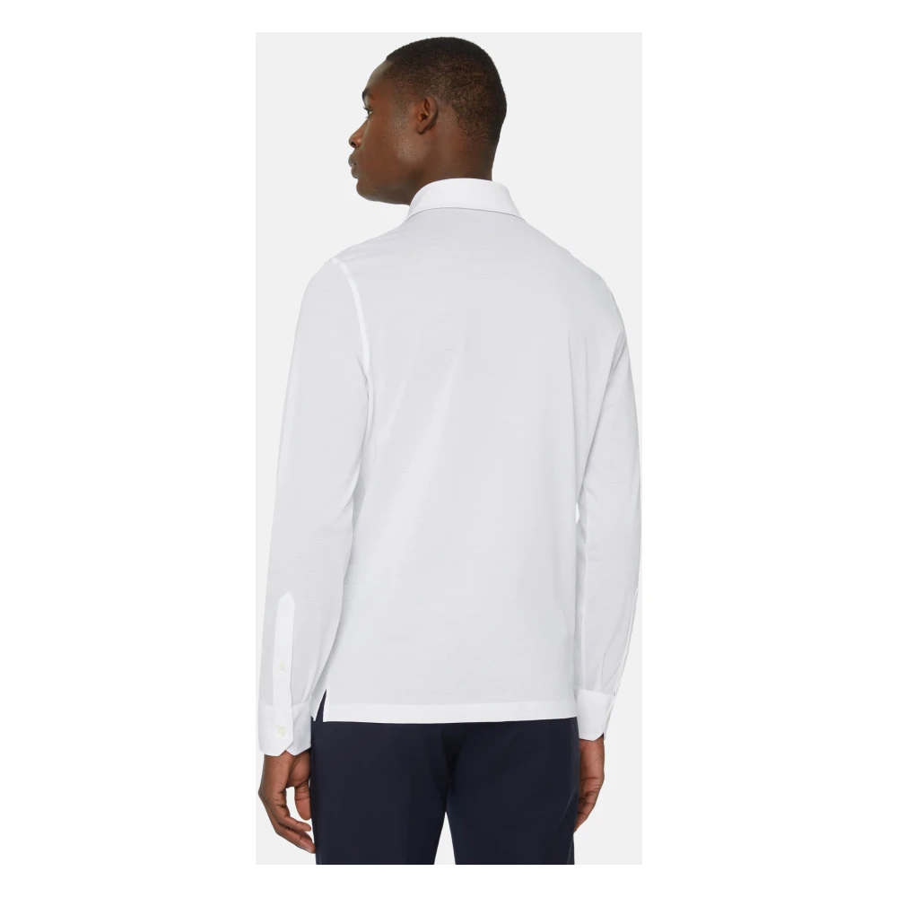 Boggi Milano Slim Fit Polo Shirt in Filo Di Scozia Pique White Heren
