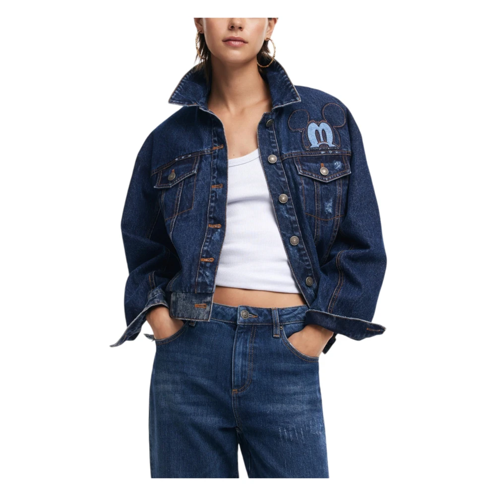 Desigual Blauwe Klassieke Jas met Voorzakken Blue Dames