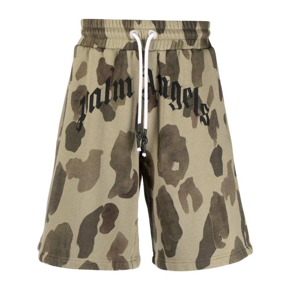 Palm Angels Camouflage Militair Patroon Shorts Bruin Brown Heren