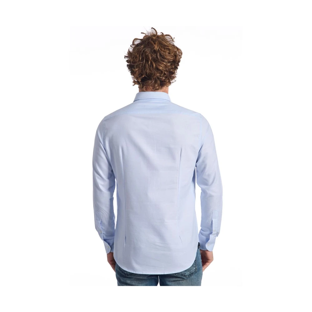Baldinini Blauw Katoenen Overhemd Slim Fit Geknoopt Blue Heren