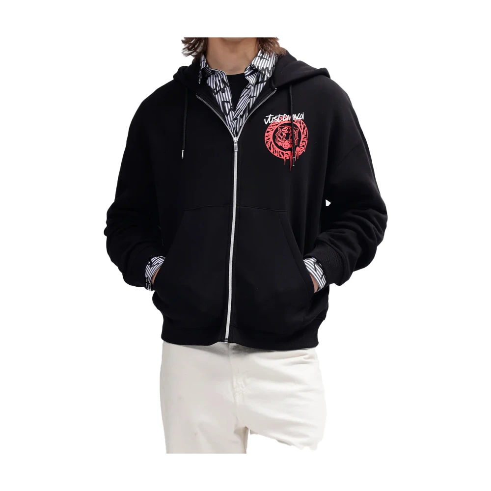 Just Cavalli Men's Black Zip-Through Sweatshirt
