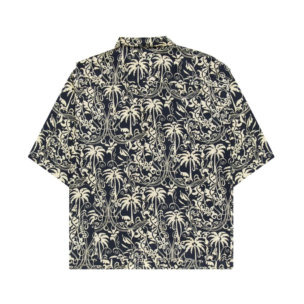 Laneus Grafisch Print Knoopshirt Black Heren
