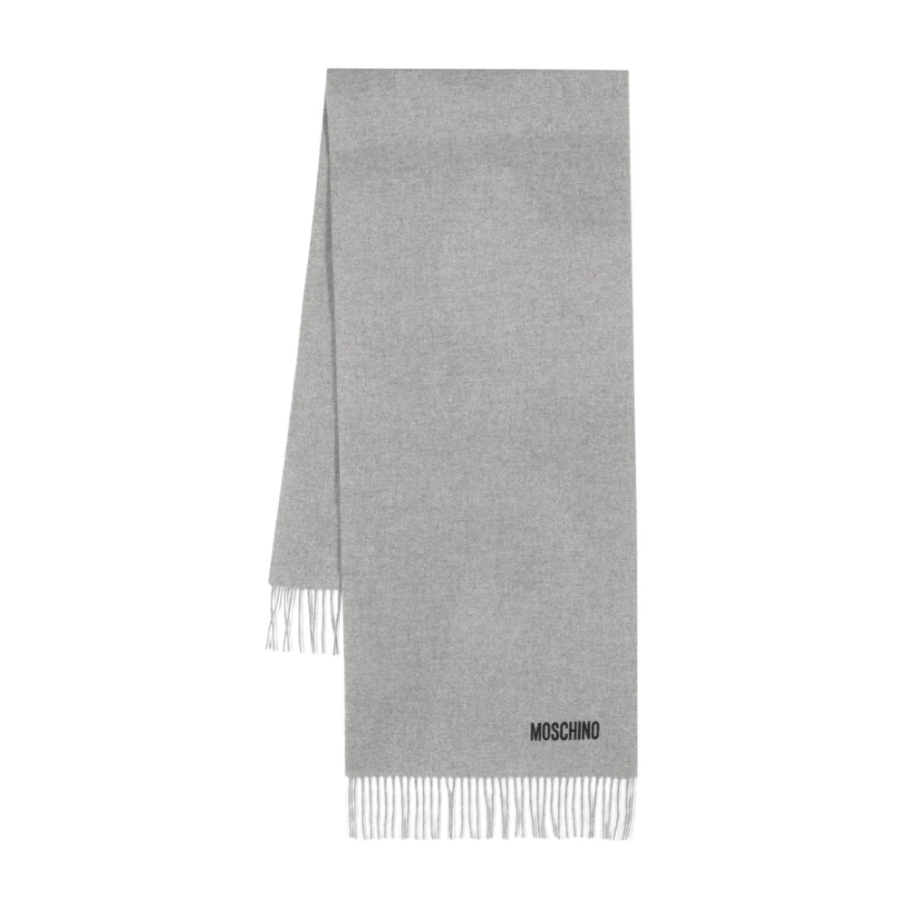 Moschino Grijze Franje Wol Sjaal Wrap Gray Heren