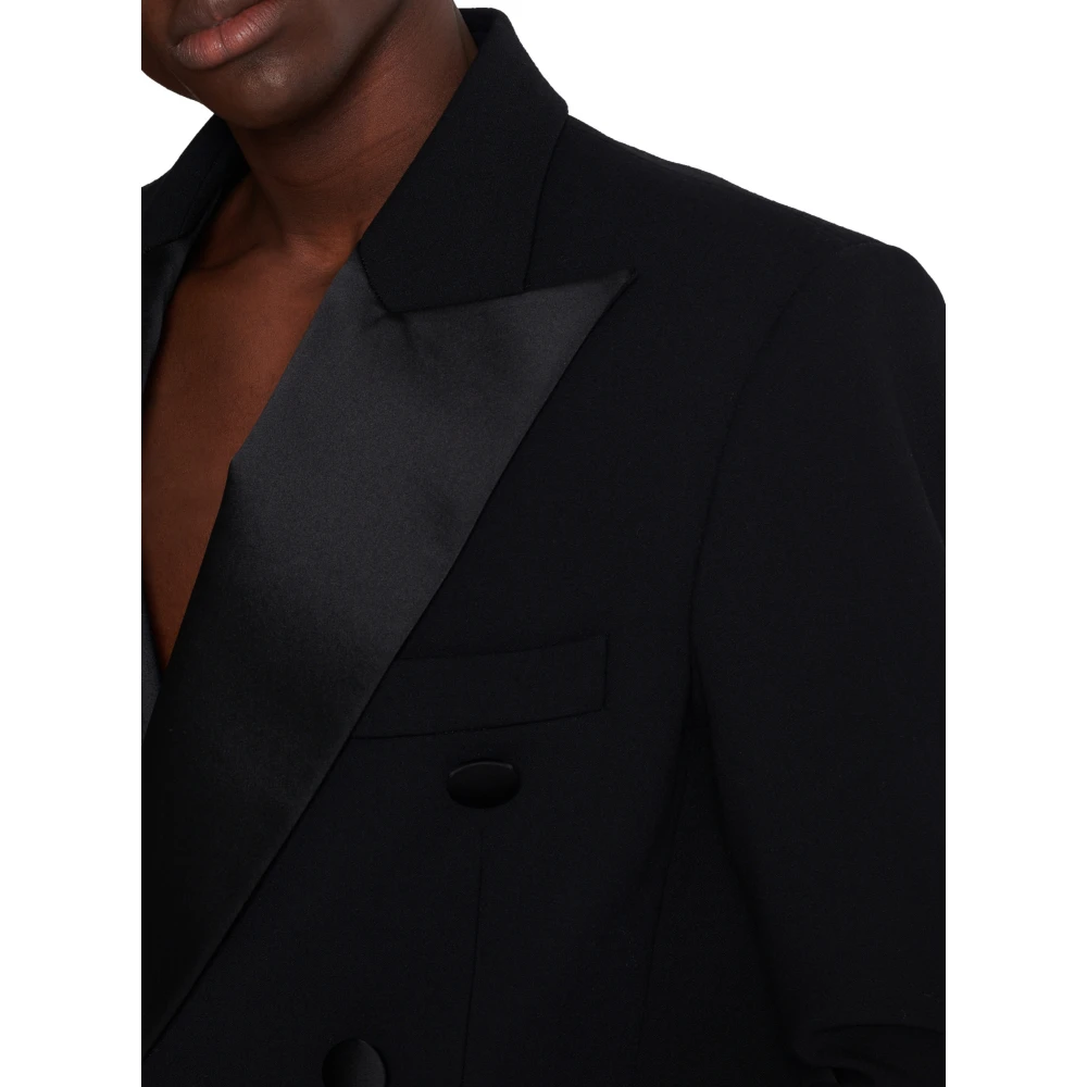 Balmain Cropped double crepe jasje Black Heren