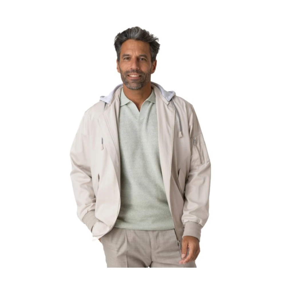 Eleventy Uomo Beige Bomber Jacket