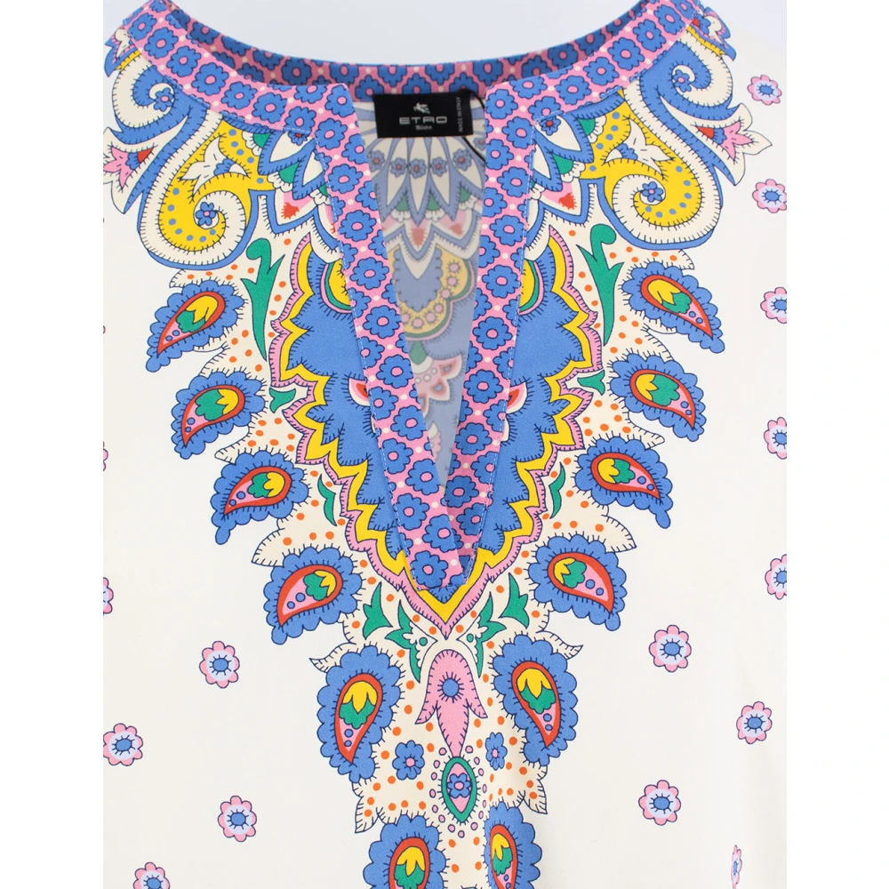 ETRO Katoenen Paisley Print V-Hals Blouse Multicolor Dames