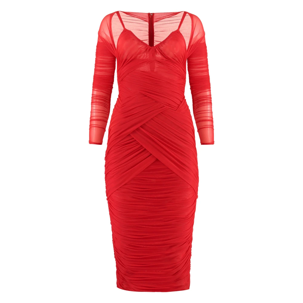 Dolce & Gabbana Gedrapeerd Elastisch Jurkje Red Dames