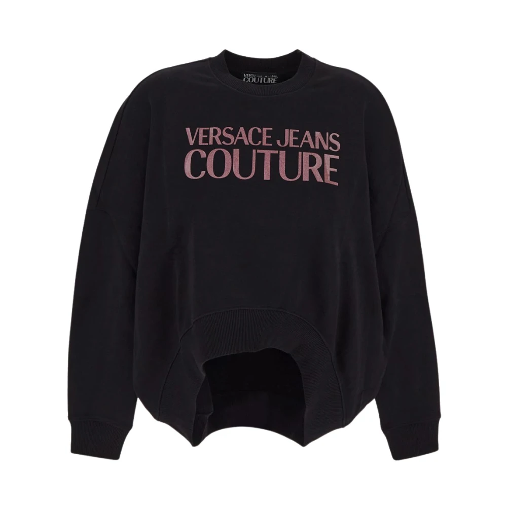 Versace Jeans Couture Zwarte Katoenen Fleece Sweater Black Dames