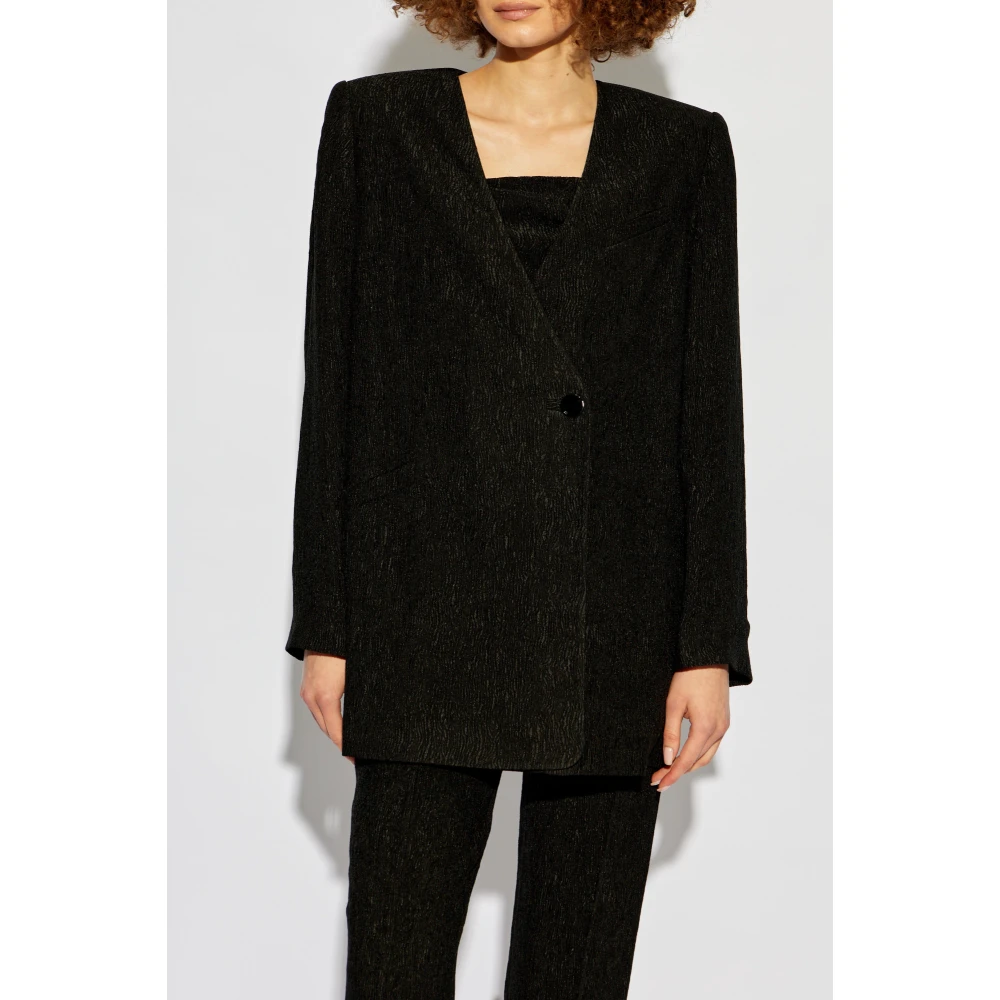 Ganni Blazer in speciale textuurstof Black Dames