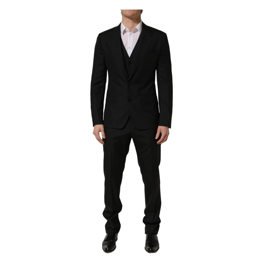 Dolce & Gabbana Black Slim Fit 3-Piece Suit - Male - Single Breasted Suits - L - Suits