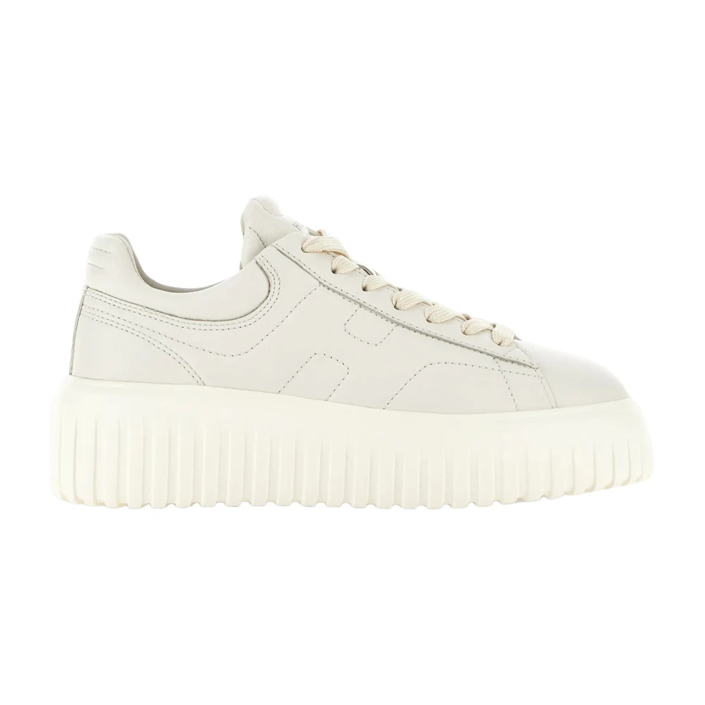 Hogan Women's White Ivory Leather Trainers With H-Stripes - Sneakers - 4 Uk - Shoes