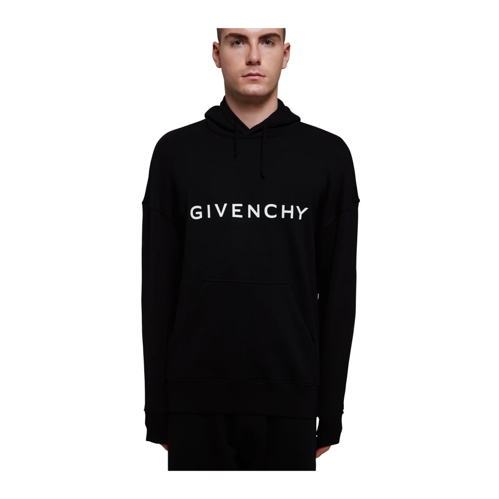 Givenchy Zwarte Katoenen Logo Sweatshirt met Capuchon Black Heren