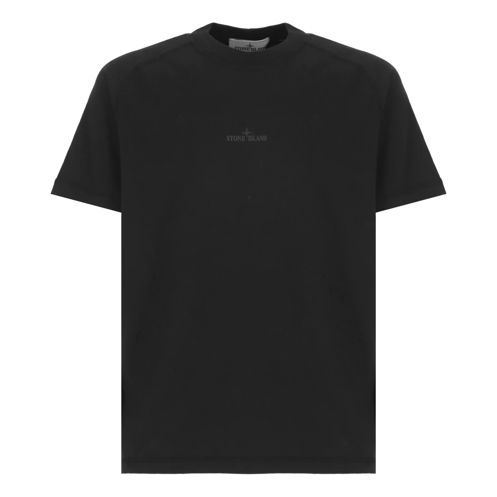 Stone Island Zwarte Katoenen T-shirt met Logo Black Heren