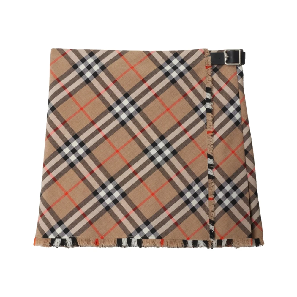 Burberry Rok met Nova Check Print en Gesp Brown Dames