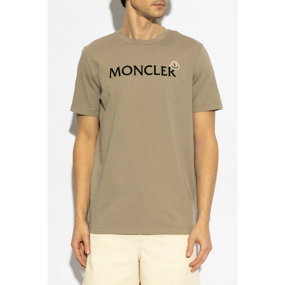 Moncler T-shirt met logopatch Beige Heren