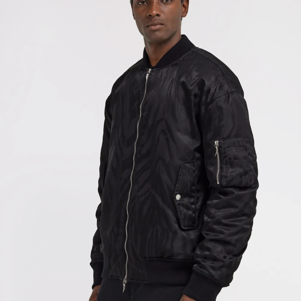 Roberto Cavalli Monogram Bomberjack met Ritssluiting Black Heren