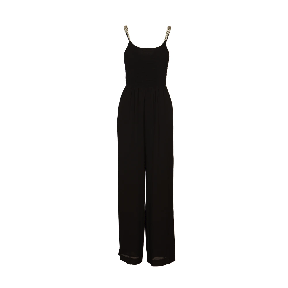 Michael Kors Smocked Jumpsuit met Kettingbandjes Black Dames