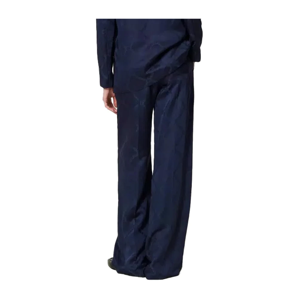 Twinset Elegante Lyocell Jacquard Broek Blue Dames