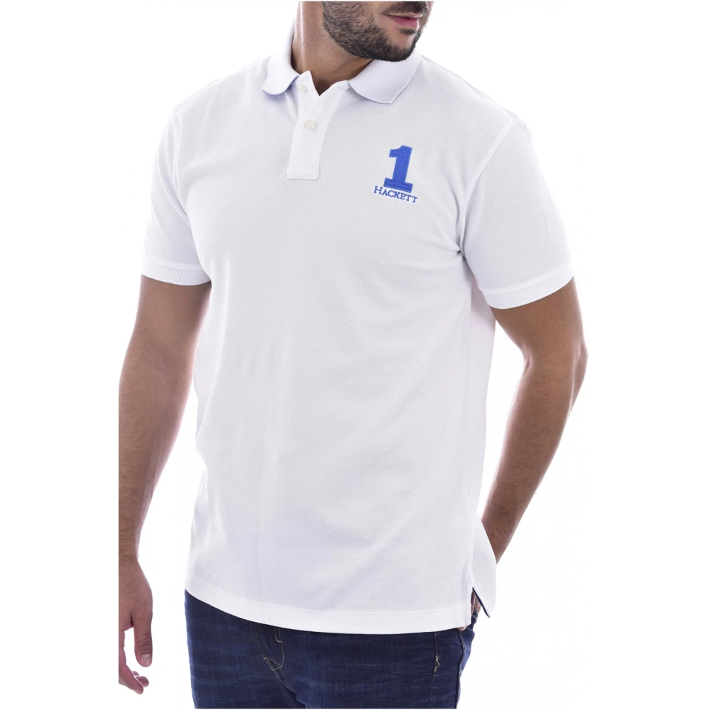 Hackett Men's White Polo Shirts, Xs, Pique Pique With Embroidered Logo