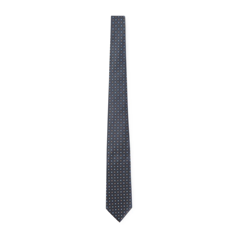 Giorgio Armani Men's Blue Pure Silk Tie With Jacquard Monogram