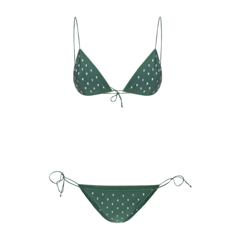 Oseree Groene Rhinestone Bikini Set Green Dames