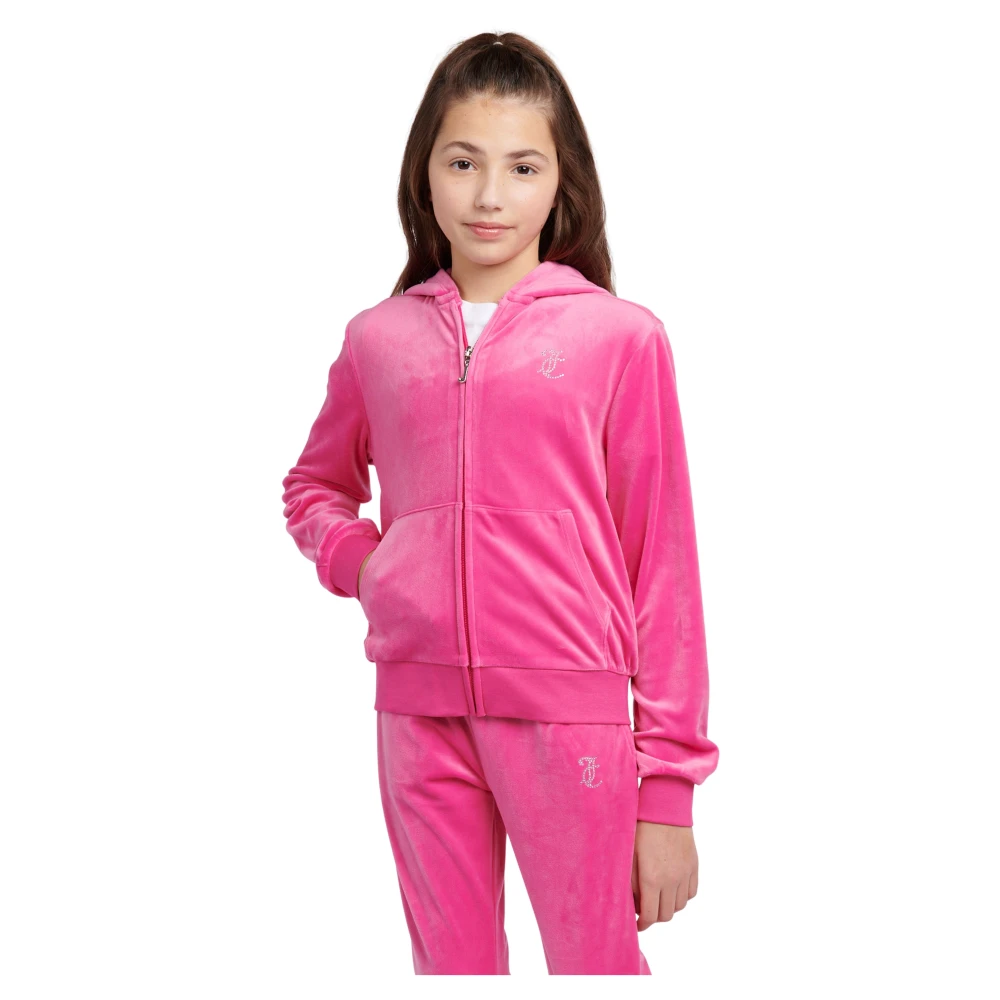 Juicy Couture Girls Pink Diamante Logo Zip Up Top Size 15 Y
