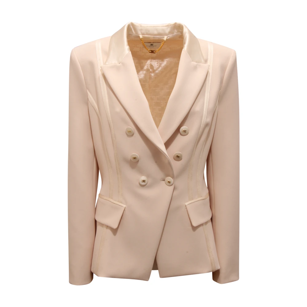 Elisabetta Franchi Women's Beige Blazers, 2XL, Giacca Doppiopetto Wo Jacket