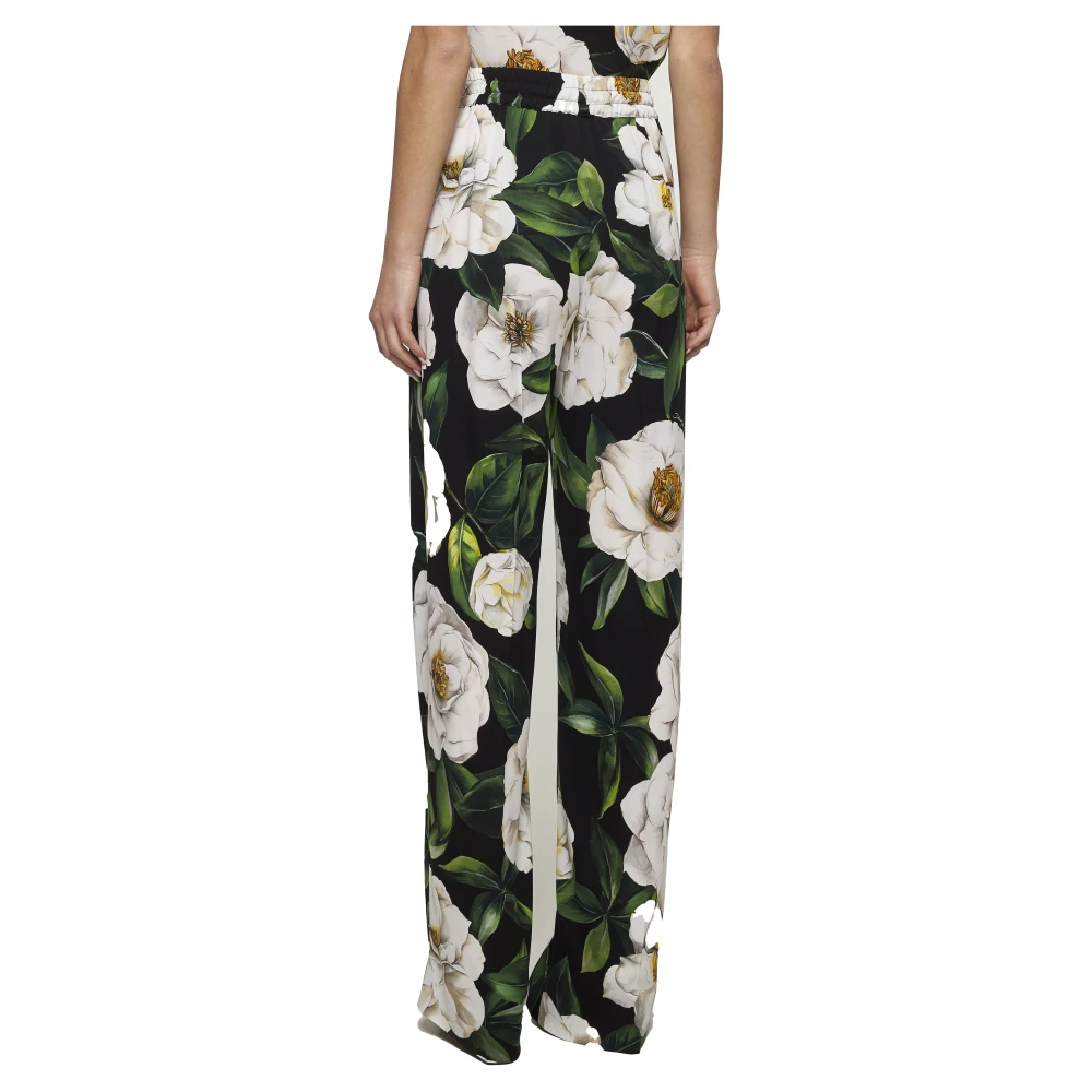Dolce & Gabbana Gardenia Print Zijden Charmeuse Broek Multicolor Dames