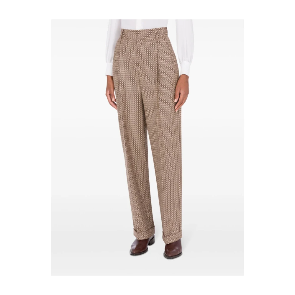 Moschino Geometrische Print Hoge Taille Beige Broek Beige Dames