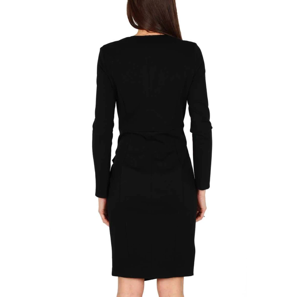 pinko Zwarte Wrap Jersey Jurk met Gouden Knopen Black Dames